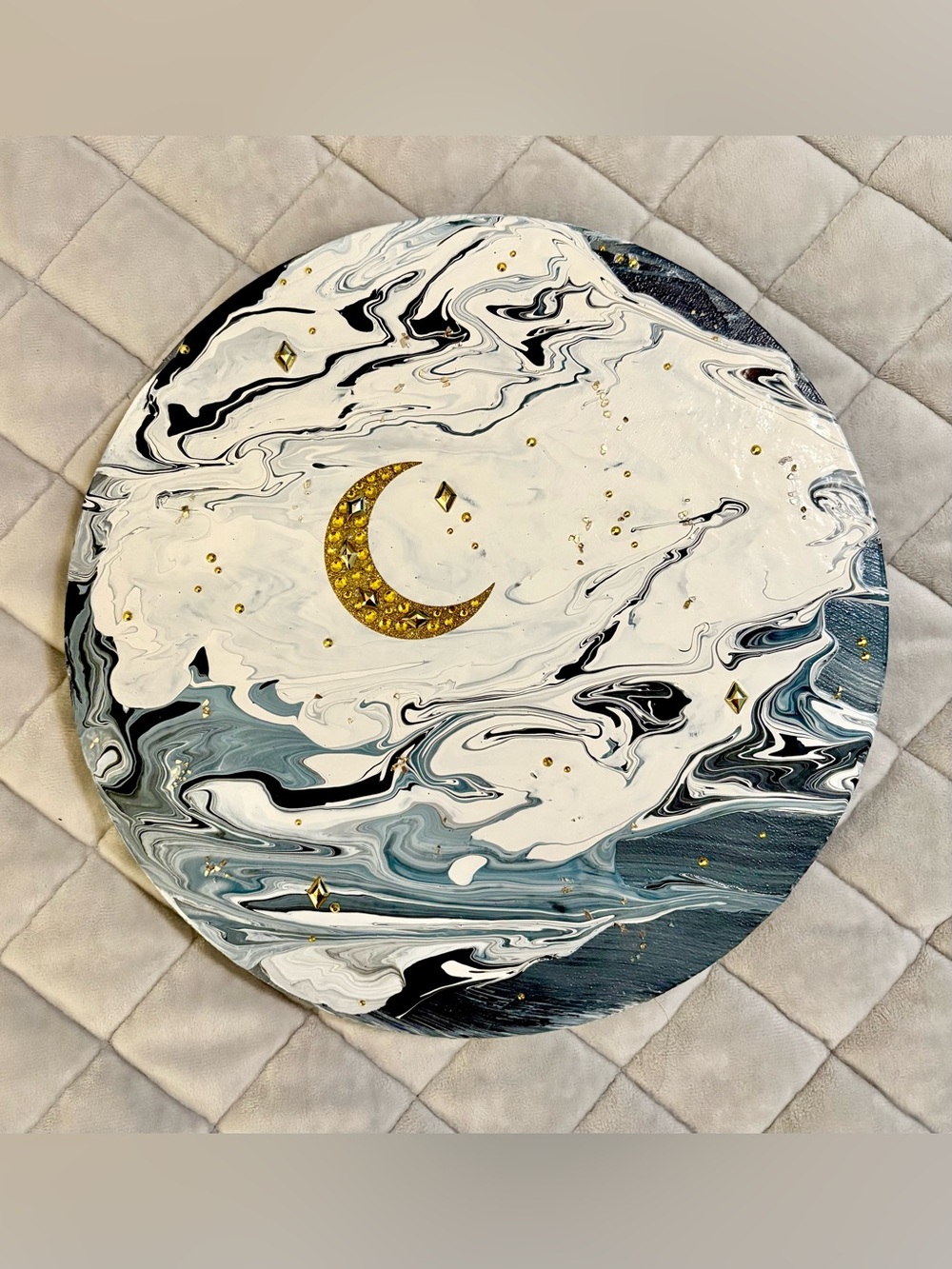 Original round canvas moon painting